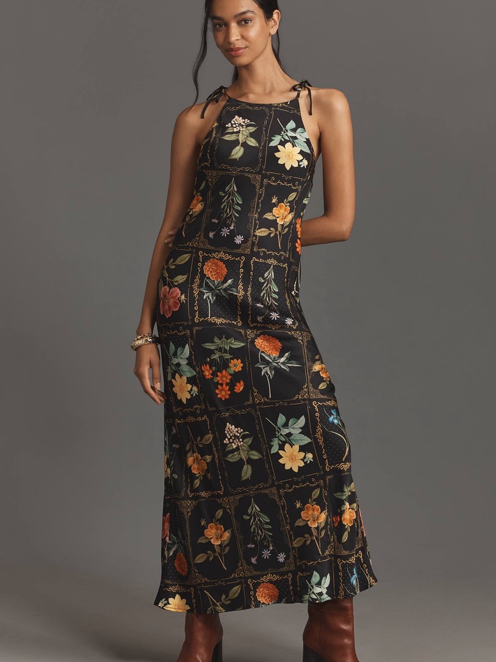 Anthropologie Tie Neck Column Midi Dress NEW WITH TAGS Size XL